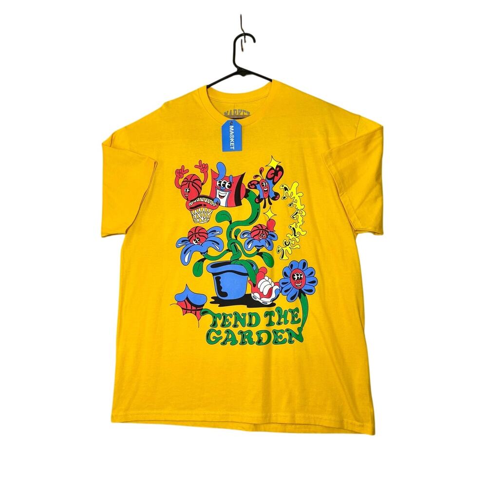 NEW - Market 'Tend The Garden' Short Sleeve Tee - Yellow XL